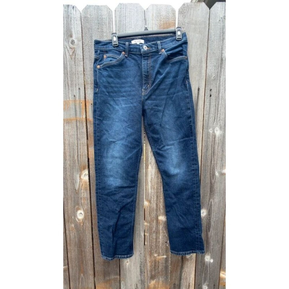 RE/DONE 70s Straight Jeans Women 29 Barely Worn Dark Wash High Rise Stretch